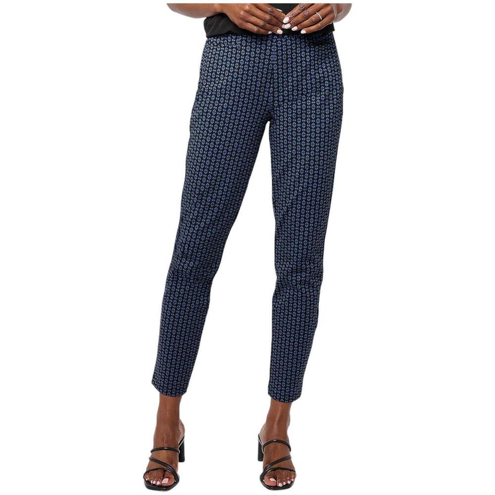 Susan Graver Weekend Premium Stretch Ava Slim Ankle Pants Geo - Petite